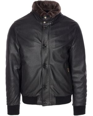 Moorer Lederjacke mit Pelzbesatz - Schwarz