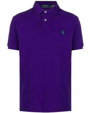 Polo Ralph Lauren Embroidered-Logo Short-Sleeve Polo Shirt - Purple