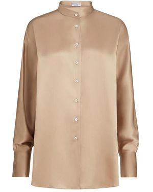 Brunello Cucinelli Monili Satin Shirt - Natural