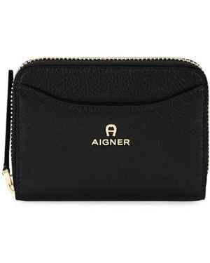 Aigner Marika Logo-Plaque Pebbled Wallet - Black