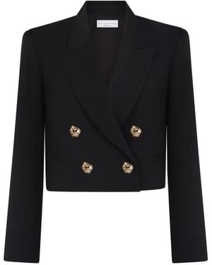 Violante Nessi Marinetti Geometric-Button Cropped Blazer - Black