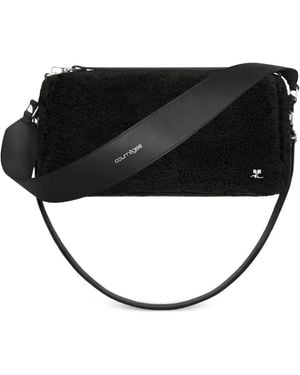 Courreges Medium Three Sixty Curly-Wool Shoulder Bag - Black