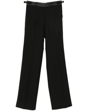 Wales Bonner Pantalones Con Ribete De Satén - Negro