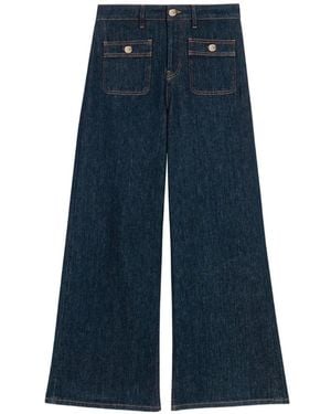 Maje Vaqueros Capri Con Bolsillo De Parche - Azul