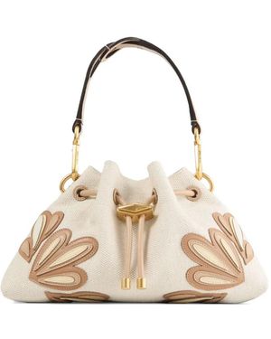 Jimmy Choo Small Cinch Leather-Appliqué Shoulder Bag - Natural