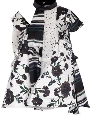 Sacai Floral-Print Patchwork Blouse - White