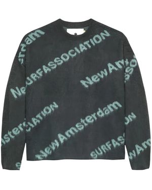 New Amsterdam Diagonal-Text Knitwear - Green