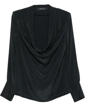 FEDERICA TOSI Long-Sleeve Draped Top - Black