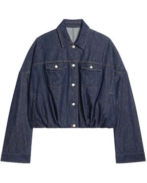 Dries Van Noten Gathered Denim Jacket - Blue