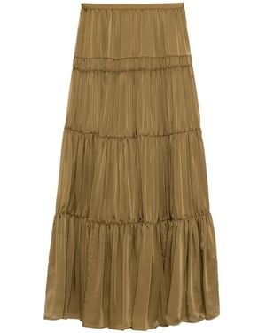 Ulla Johnson Silk Tiered A-Line Skirt - Green