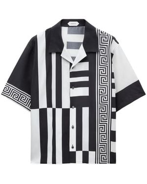 Versace Hemd Aus Baumwollseide Mit Print - Schwarz