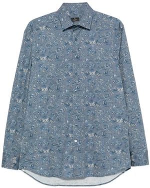 Etro Paisley-Print Long-Sleeve Shirt - Blue