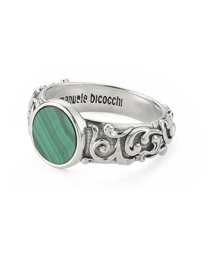 Emanuele Bicocchi Arabesque Malachite Ring - White