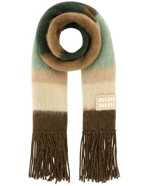 Miu Miu Bufanda Con Logo Bordado - Verde