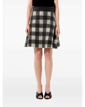 Balenciaga Check Brushed-Finish Skirt - Black