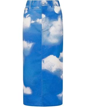 Moschino Cloud-Print Five-Pocket Skirt - Blue