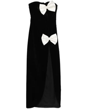 Alessandra Rich Robe Longue Fendue À Détail De Nœud - Black