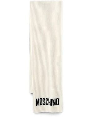 Moschino Sciarpa Con Logo A Intarsio - Bianco