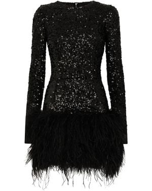 Dolce & Gabbana Feather-trim Sequinned Minidress - Black