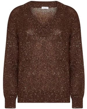Brunello Cucinelli Sequin-Embellishment Jumper - Brown