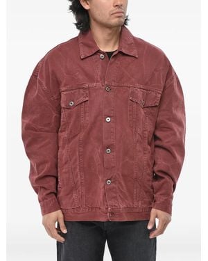 Off-White c/o Virgil Abloh Garment-Dyed Patch-Pocket Denim Jacket - Red