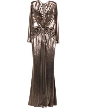 Cristallini Liora Knot Long-Sleeve Maxi Dress - Brown