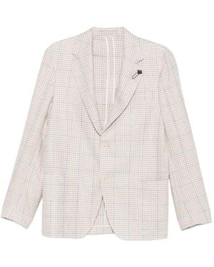 Lardini Single-Breasted Checked Blazer - White