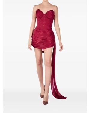 ANDREEA VENECIUC Ruched Corset-Style Mini Dress - Red