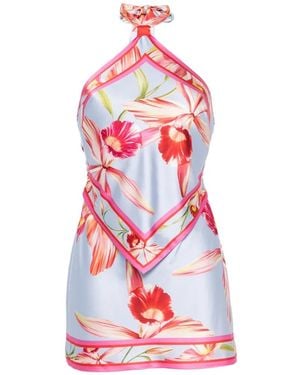retroféte Adelaide Floral-Print Silk Mini Dress - White