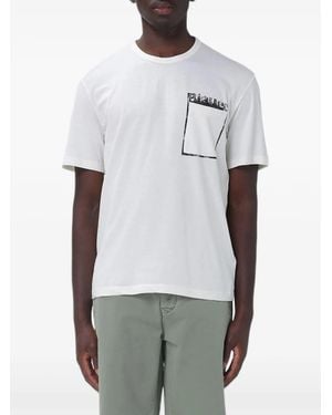 Blauer Graphic-Print Chest-Pocket T-Shirt - White