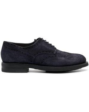 Santoni Emil Lace-Up Suede Brogues - Blue