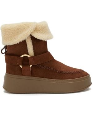 Odissi Suki Harnessed Suede Boots - Brown