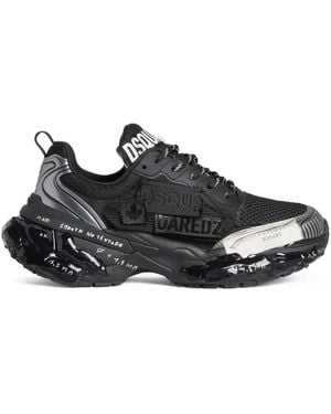 DSquared² Trainers With Metallic Overlays - Black