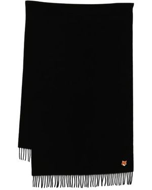 Maison Kitsuné Logo-embroidered Scarf - Black