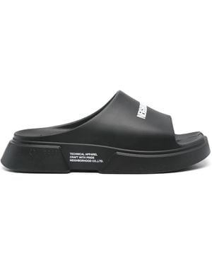 Neighborhood Logo-Print Rubber Slide Sandals - Black