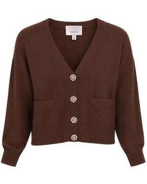 Cinq À Sept Kavita Rhinestone-Embellished Cashmere Cardigan - Brown