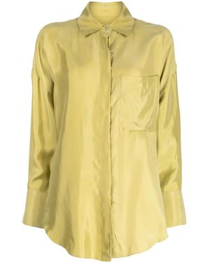 Bambah Spread-Collar Satin Shirt - Yellow