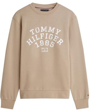Tommy Hilfiger Logo-lettering crew-neck sweatshirt - Natur