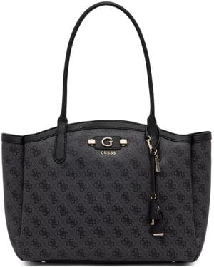 Guess Lindsey Logo-Plaque Tote Bag - Black