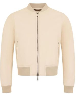 Moorer Leather Bomber Jacket - White