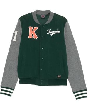 Superdry Logo-Print Bomber Jacket - Green