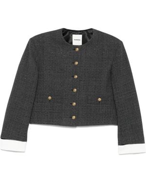 Sandro Check-Print Cropped Jacket - Black
