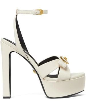 Versace 140Mm Medusa Leather Sandals - White