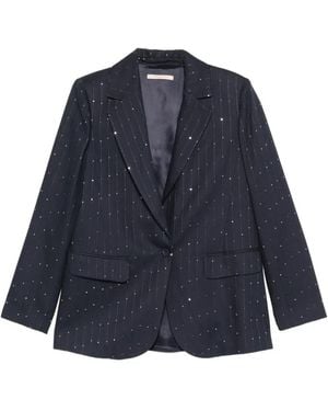 Pennyblack Pinstripe Sequin-Embellished Blazer - Blue