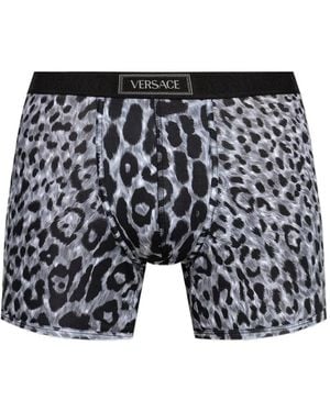 Versace Leopard-Print Waistband Boxers - Black