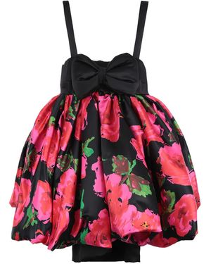 Quinn Bow-Detail Bubble Mini Dress - Red