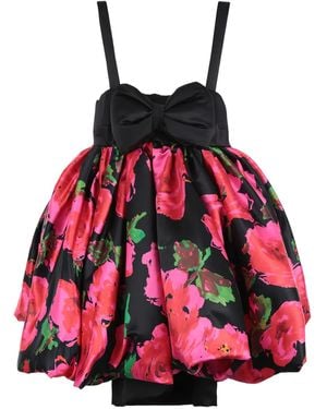 Quinn Bow-Detail Bubble Mini Dress - Red