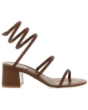 Rene Caovilla Cleo Coiled-Strap Leather Sandals - Pink