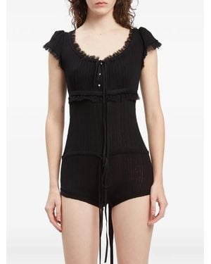 Ann Demeulemeester Eila Ruffled Jacquard-Jersey Playsuit - Black