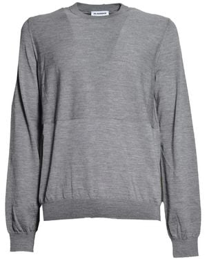 Jil Sander Crew-Neck Ribbed-Trim Sweater - Gray